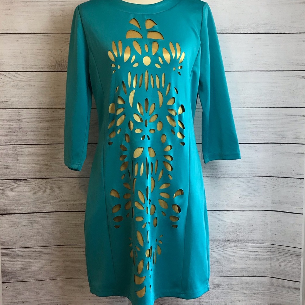 Aryeh Laser Cut Shift Dress Size Large